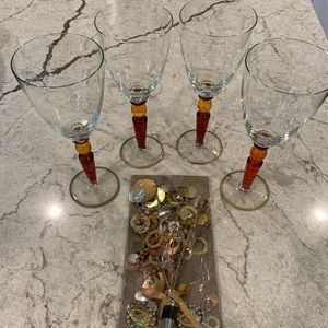 Pier 1 wine glasses & festive bottle stopper